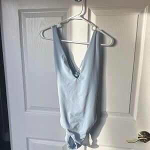 Andie Light Blue Women's One Piece Swimsuit with camisole back